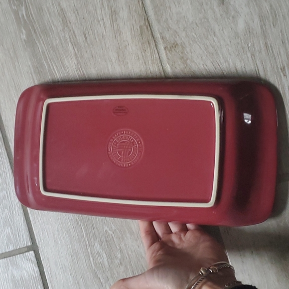 Longaberger Pottery Woven Traditions Appetizer Tray 12.5 x 6.5 - Picture 5 of 7